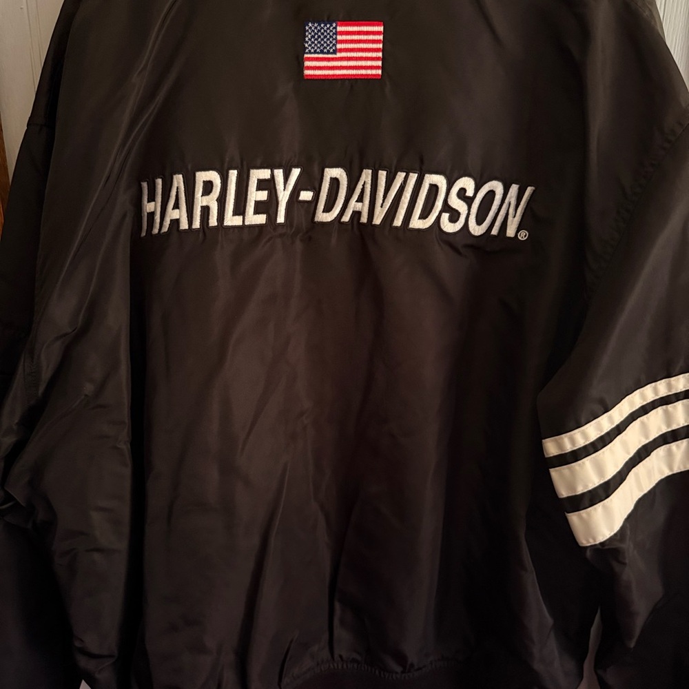 Harley-Davidson Black Bomber Jacket with Flag Patch